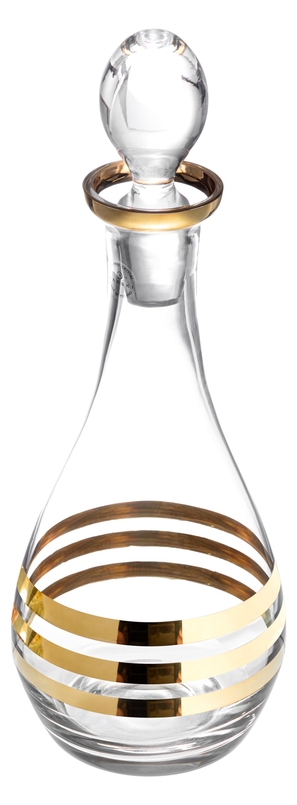 Barski - Decantador de vino de cristal con tapón - jarra - para rojo - blanco - vino - diseño de rayas dorado - cristal de 40 onzas - fabricado en Europa - por Barski