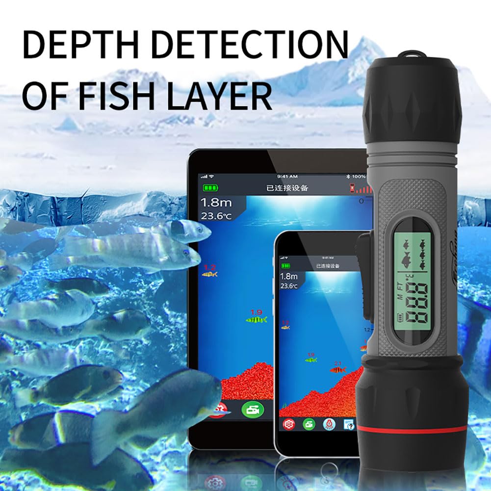 Sonda ecosonda para pesca en hielo, buscador de peces inalámbrico con luz LED subacuática, profundidad de detección de 0,8 a 90 m, diseño impermeable de cuerpo completo, para pesca en alta mar, pesc