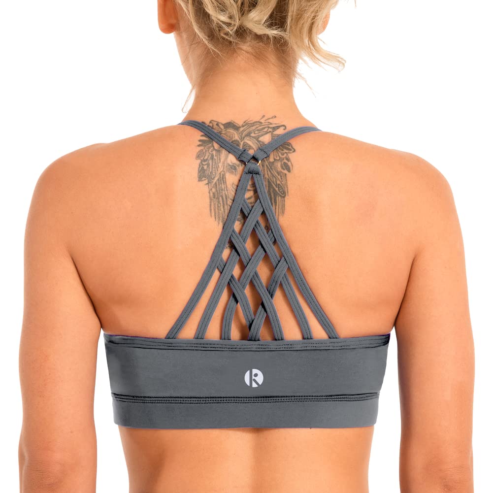 coastal roseWomen's Strappy Sports Bra High Support Medium Impact Yoga Tops