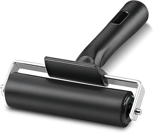 Miniatura 7 de Rodillo de goma, ideal para herramientas de construcción de cinta antideslizante, impresión, tinta y herramientas de estampado (2.5 pulgadas, negro)