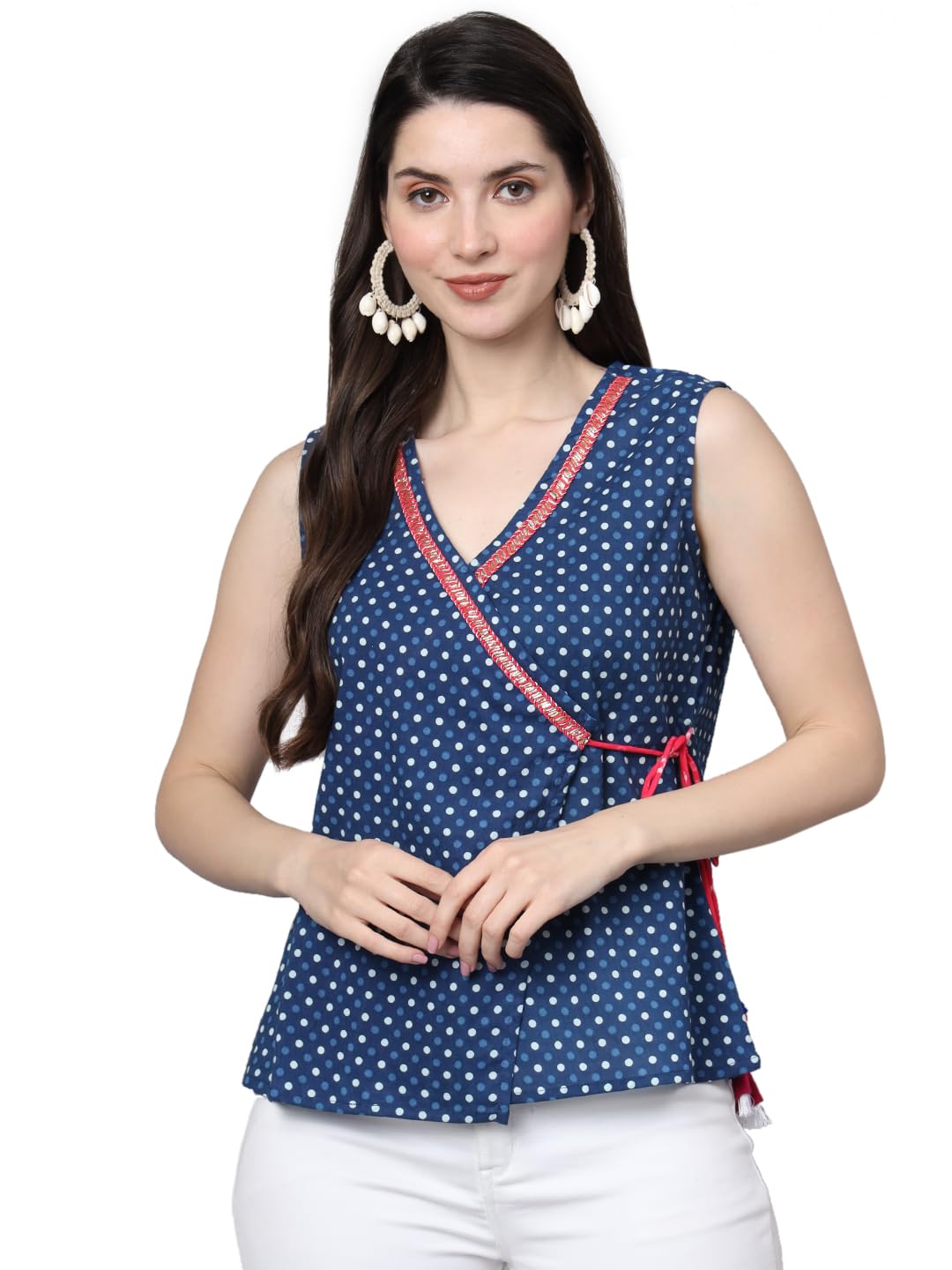 fabric fitoor Women's Cotton Sleeveless Indigo Blue Color Short Crop Top(Size-P)-picture-33