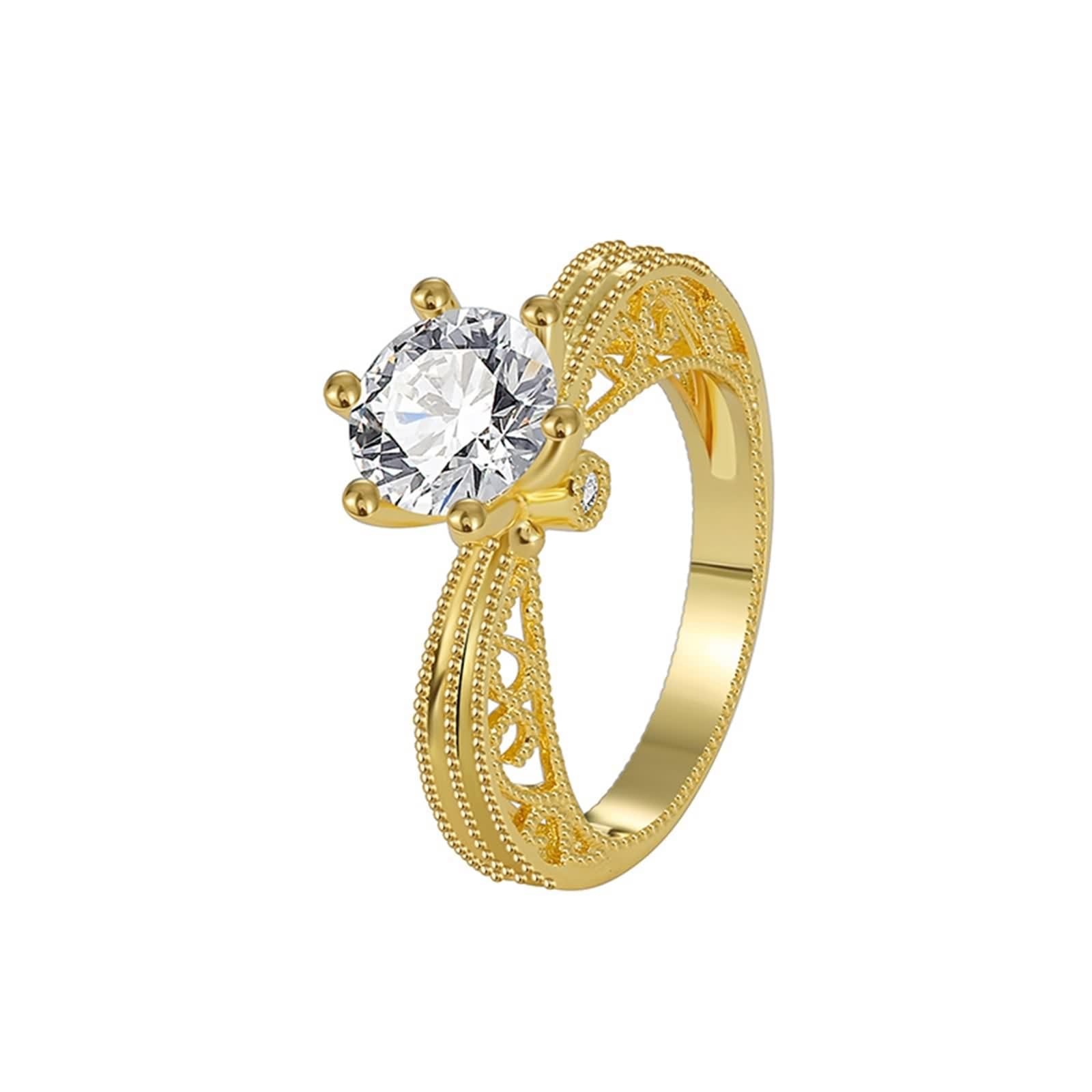 Anillo de oro amarillo de 9 quilates, elegante, talla 1/2