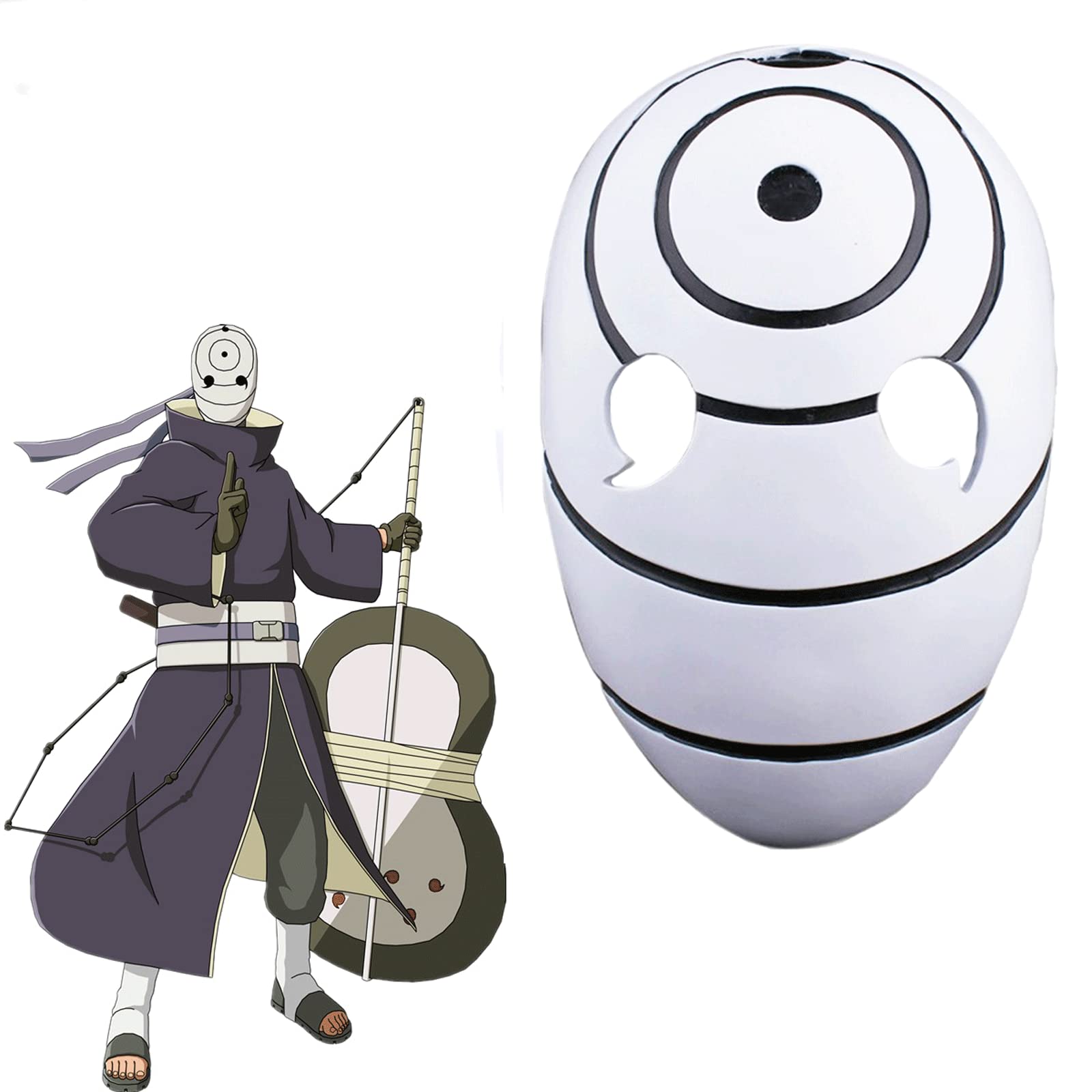 ANLIFL Obito Masks, Resin Tobi Obito Mask Anime Cosplay, Uchiha Obito Mask Ninja Cosplay Prop White 