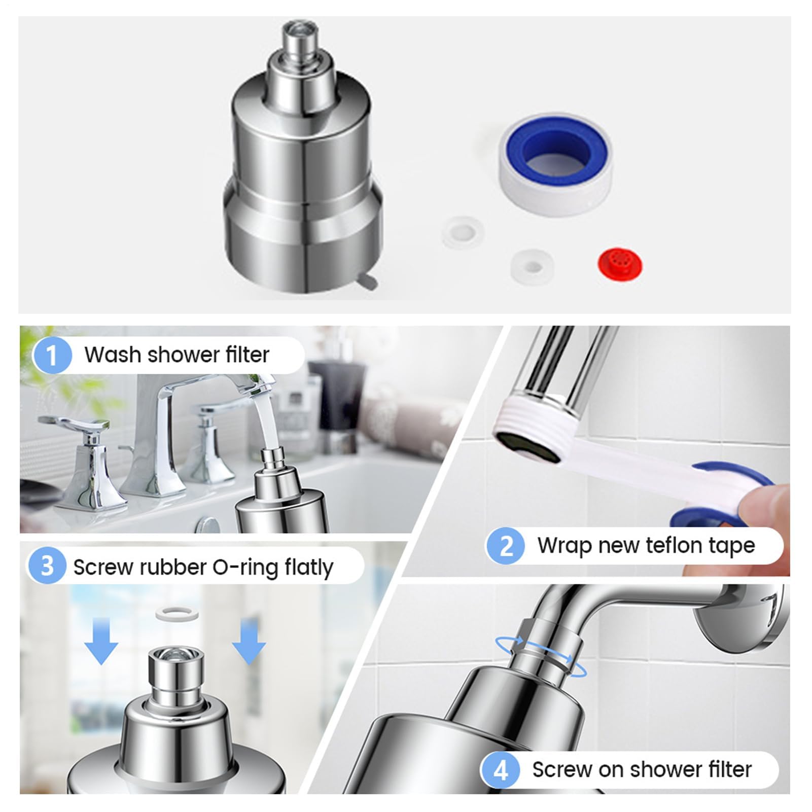 Alcachofa de ducha de alto rendimiento con filtro de agua, elimina el cloro, metales pesados y microvida para una piel y cabello más saludables, accesorio esencial para el baño