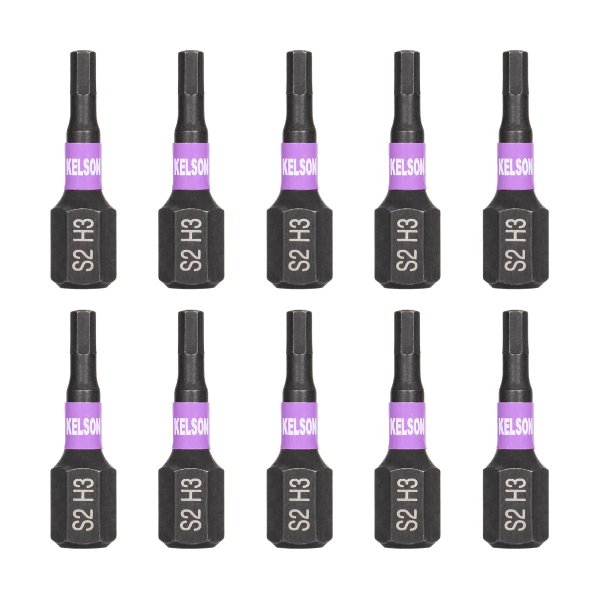 KELSON 10pcs 3mm Hex 25mm H3 Impact Rated Screwdriver Bits 1/4" Universal