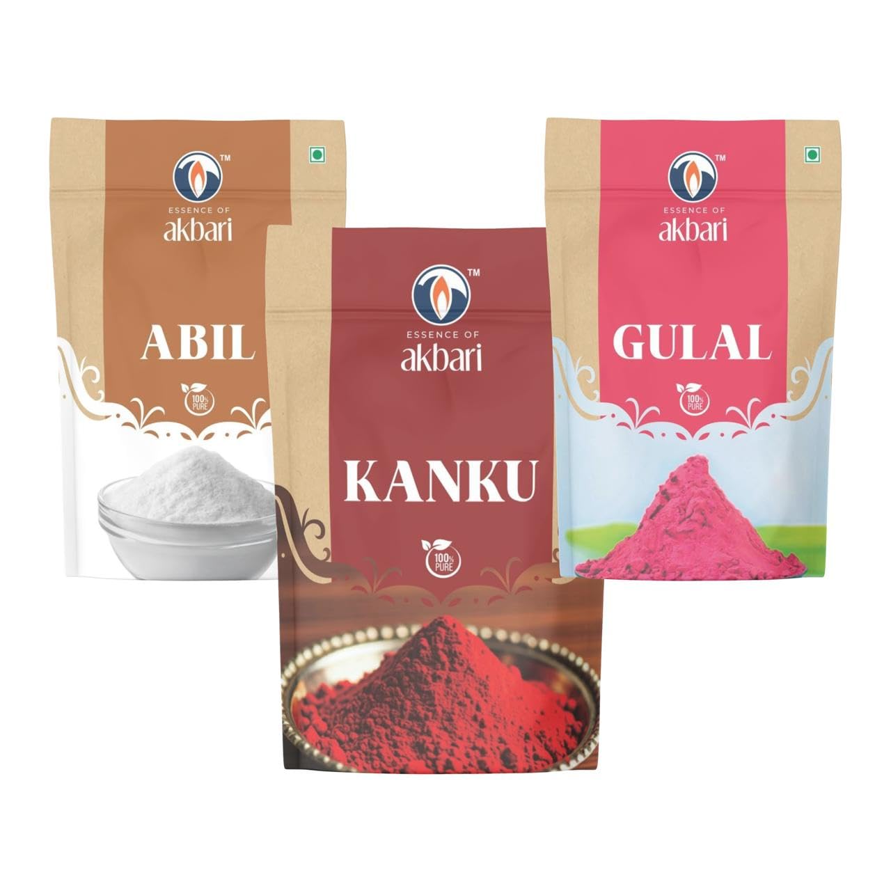 Akbari Original Abil, Gulal, Kanku Powder Set, Traditional Indian Samagris for Festivals Puja, Religious Ceremonies, Havan,| Basic Puja Item Combo Abil-Gulaal-Kanku Set of 3 (100, Grams)-picture-13