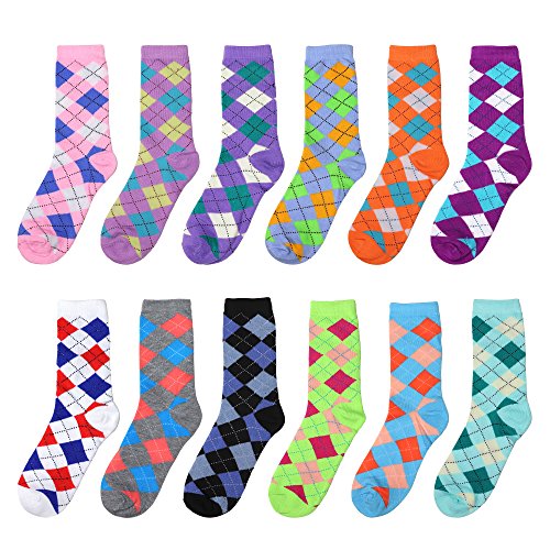 Image of Falari 12 Pairs Women's Cotton Crew Socks Assorted Colors