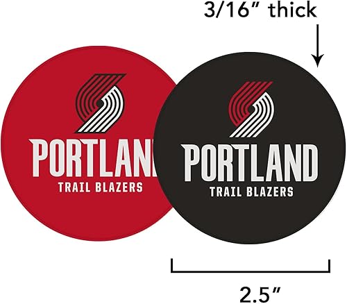 Miniatura 3 de Portland Trailblazers - Juego de 2 posavasos absorbentes para automóvil, diseño de la liga de baloncesto de la NBA