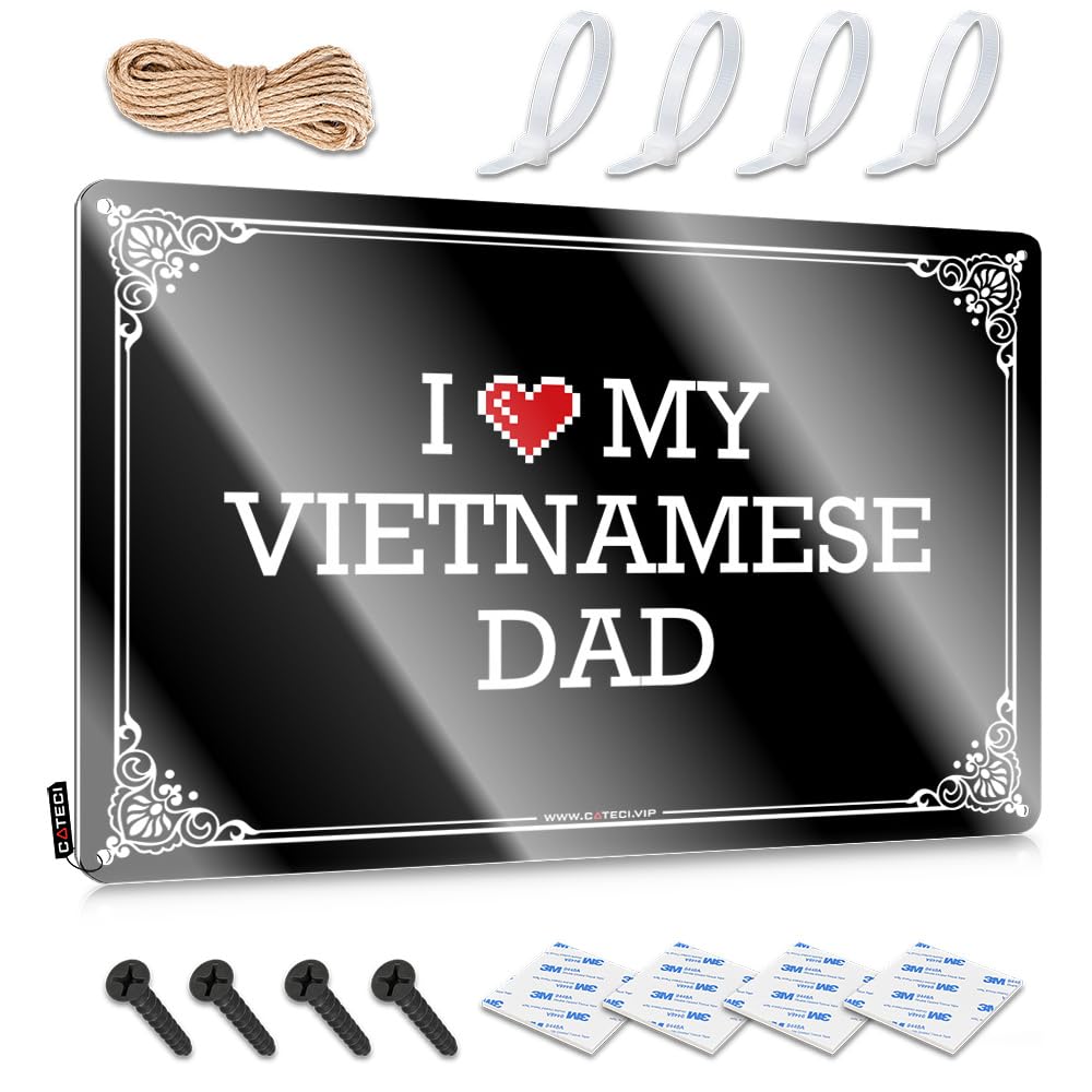 Funny Wall Art Cool Bathroom Stuff Ready To Hang - I Love My Vietnamese Dad Nice For Garage Bar(30X40CM)