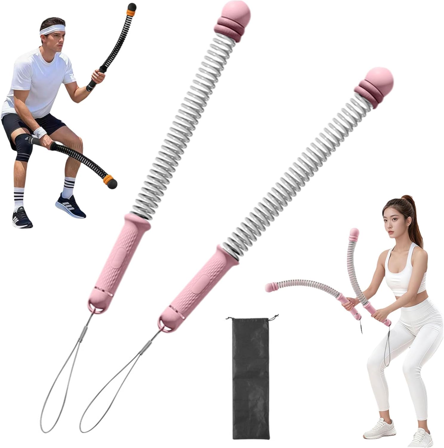 Adjustable Ropeless Battle Ropes, Adjustable Weight Spring Exercise Rope, TPR Non-Slip Handles, Silent Indoor Exercise Ropes, Adjustable Resistance for Beginner to Pro, Home Gym Essential