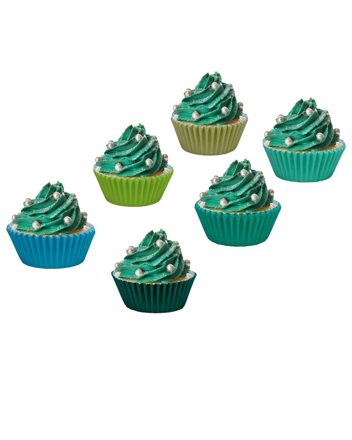 300 Pirottini Per Muffin E Cupcake - 6 Colori Verdi, Qualità Alimentare, Standard 30.5x50x70mm - Foto 9