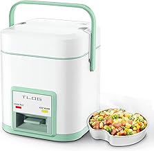 [New Version] TLOG Mini Rice Cooker 2.5-Cup Uncooked(5-Cup cooked), 1.2L Small Rice Cooker for 1-2 People, Portable Travel Rice Cooker with Steamer, Auto Keep Warm, Rice Maker for Grains, White Rice, Oatmeal, Veggies