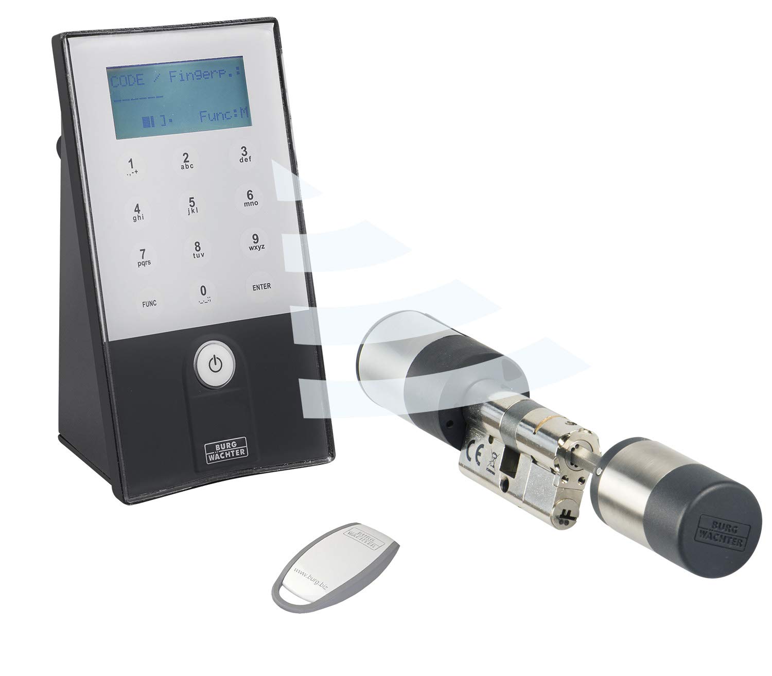 BURG-WÄCHTER Elektronisches Türschloss inkl. Funkschlüssel, Set aus Zylinder, Keypad und Transponder, Türöffnung per App, Zahlencode oder Funk, ENTRYeasy 5651 PIN Set