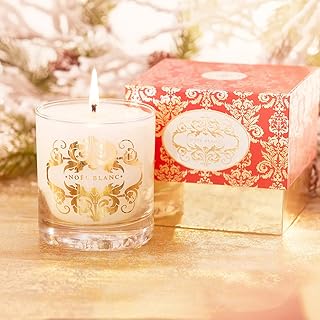 Shelley Kyle Classic Noel Blanc Scented Candle with Essential Oils, Clean-Burning, Paraffin Wax Blend with Natural Soy Wax, Up tp 72 Hours Burn Time, 11 Oz