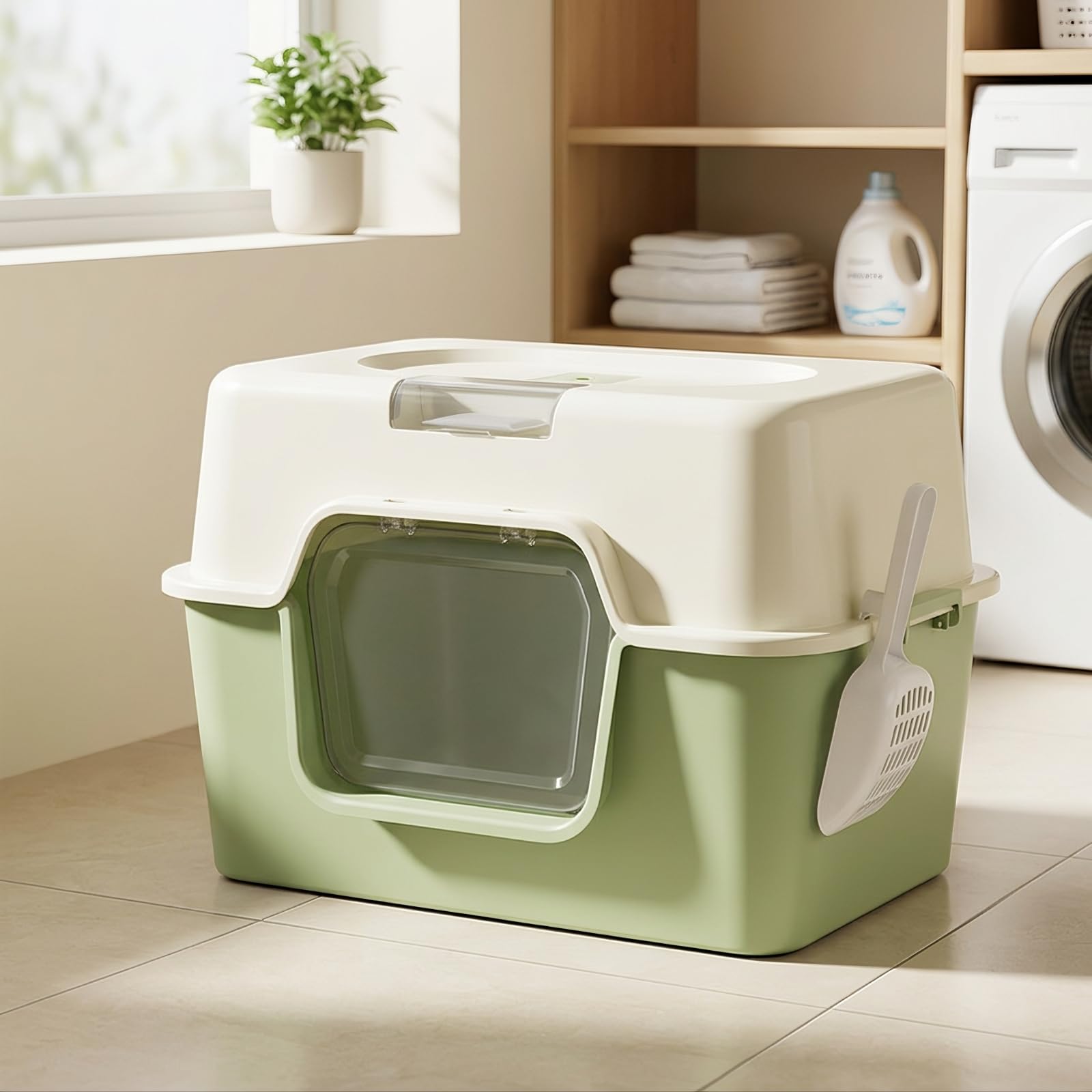Lettiera Battente | Facile da Pulire, Lettiera Chiusa per, Igienico, Appartamento, Verde