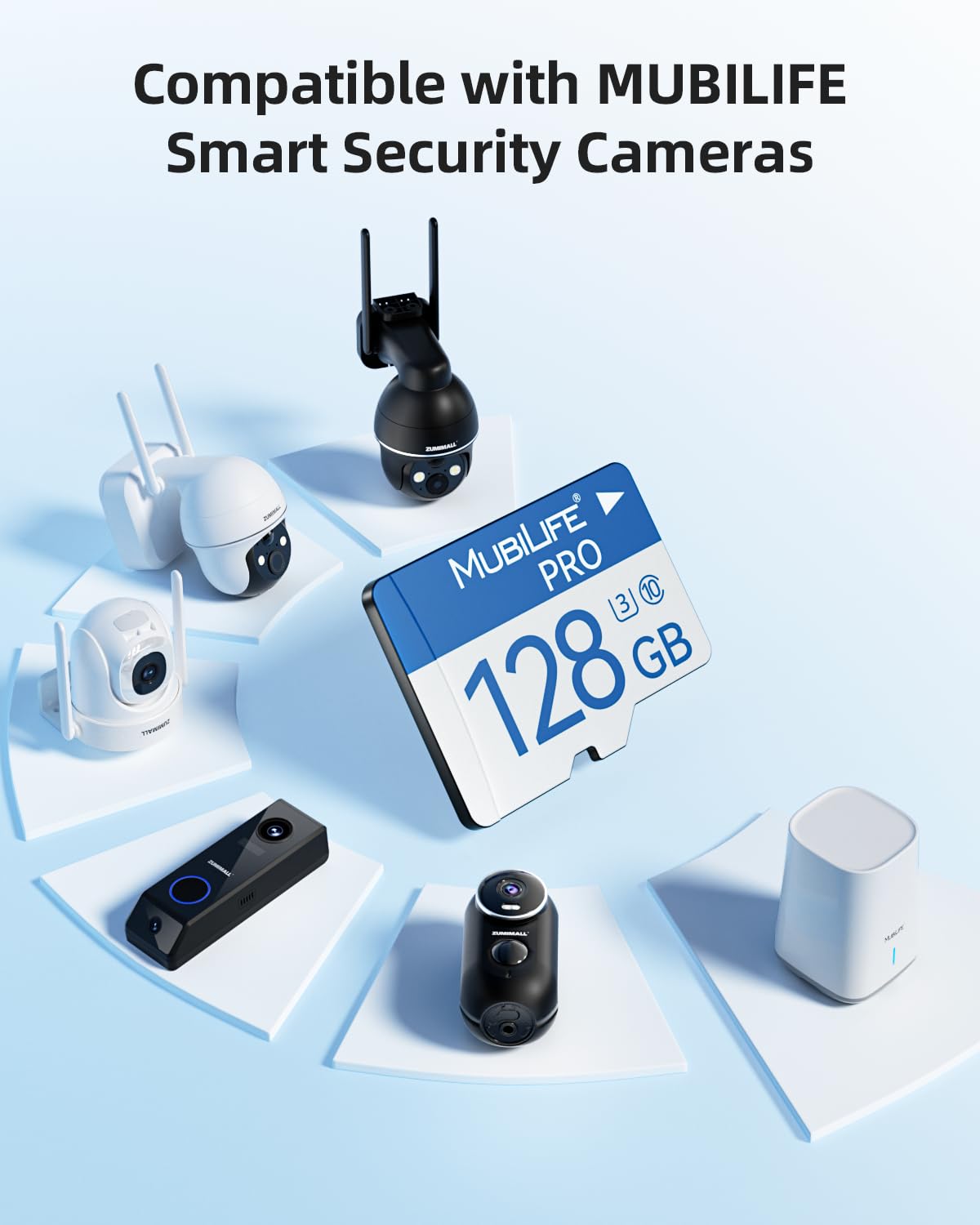 MUBILIFE Scheda SD da 128 GB, soluzione di archiviazione perfetta per telecamere di sicurezza, scheda di memoria ad alta capacità, ad alta velocità e affidabile