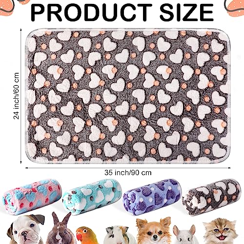 Image of Reginary 4 Pcs Waterproof Guinea Pig Blankets Washable Small Animal Fleece Bedding Guinea Pig Cage Liners Reusable Training Pads Pet Pee Pad Sleep Mat for Hamster(Heart Pattern,35 x 24 Inch)