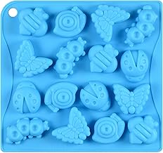 Joyeee 16 Cavity Insect Silicone Mold, 1 Pcs Butterfly Snail Ladybug Bee Bug Chocolate Candy Mold, Insects Cake Muffin Ice Cube Soap Crayon Wax Melt Mold Tray, Reusable Silicone Mold Resin, 26 CM
