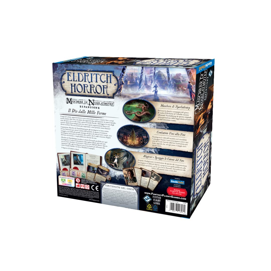 Giochi Uniti - Eldritch Horror: Maschere Di Nyarlathotep, Espansione per Eldritch Horror, 1-8 Giocatori, 14+ Anni, Edizione Italiana, GU694