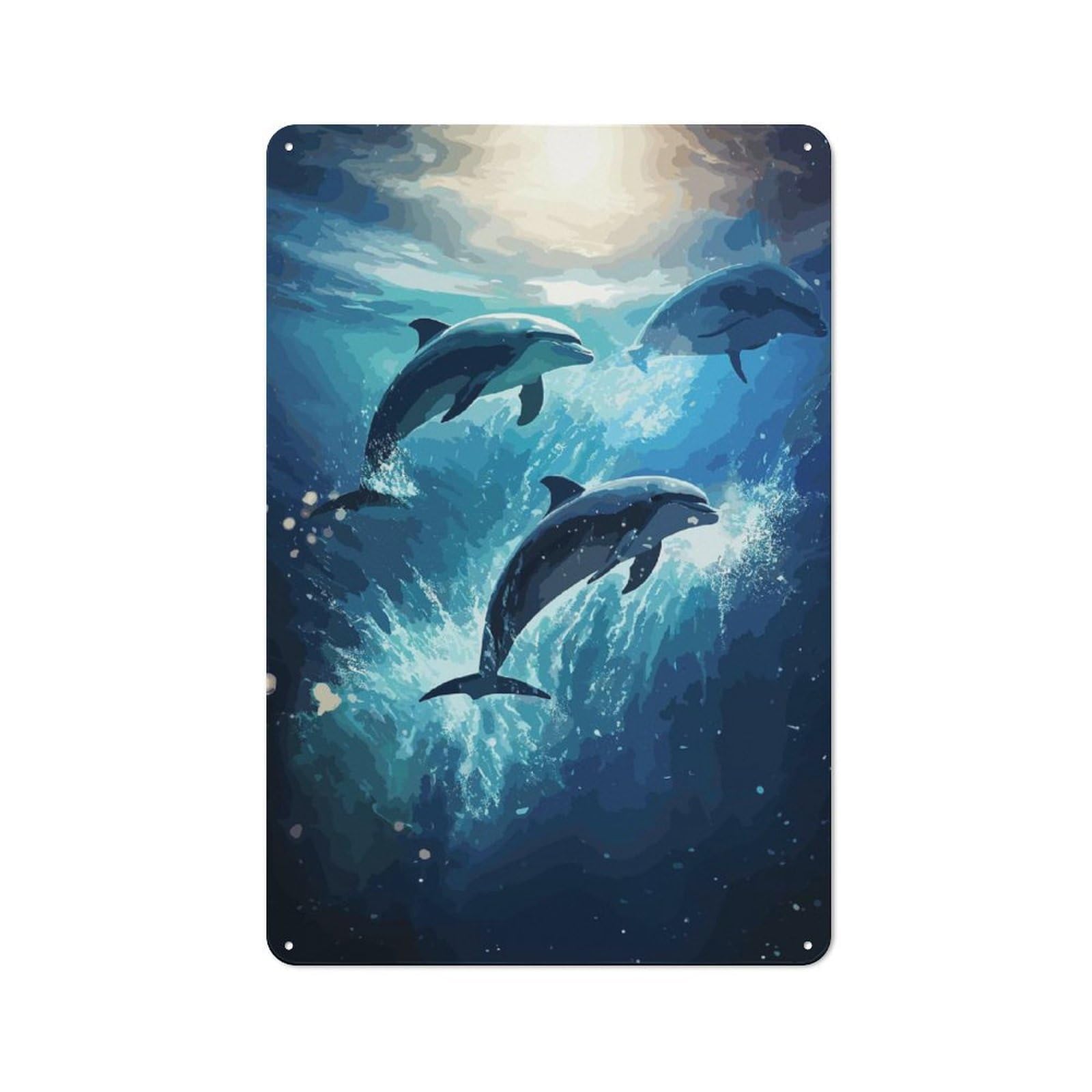 Junmoney Dolphin Space Animal For Garden Room Or Summerhouse, Vintage Tin Sign 30X20cm, For Display In Garden Rooms And Summerhouses