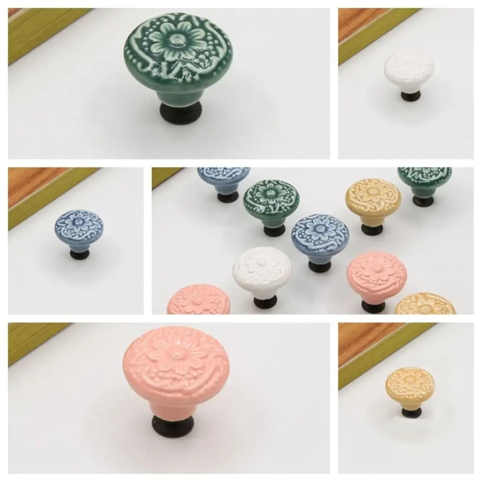 10/30/50 pomelli vintage in ceramica a foro singolo, maniglie per cassetti e mobili da cucina (bianco, 50 pezzi)