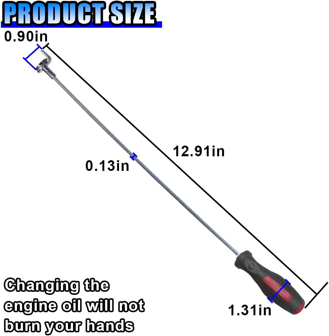 KITUREK Strong Magnetic Oil Drain Plug Remover Tool, 12.9 Inch Magnetic Sump Plug Removal Pickup Tool, Anti-Scald Oil Drain Wrench (Red)