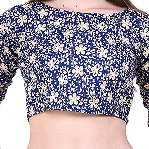Image of Fressia Fabrics Pure Cotton Kalamkari Print Readymade Saree Blouse for Women