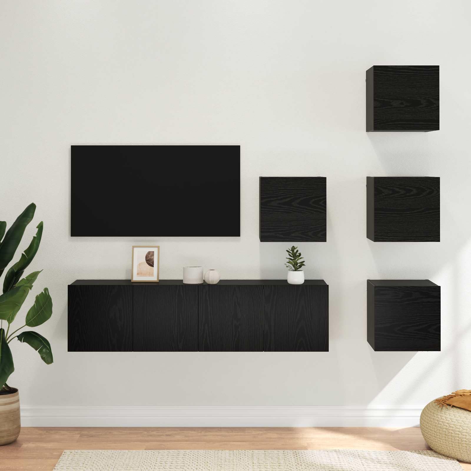 Conjunto de Mueble de TV 6 uds. Roble Negro, Muebles TV, 39.97 kg-3438612