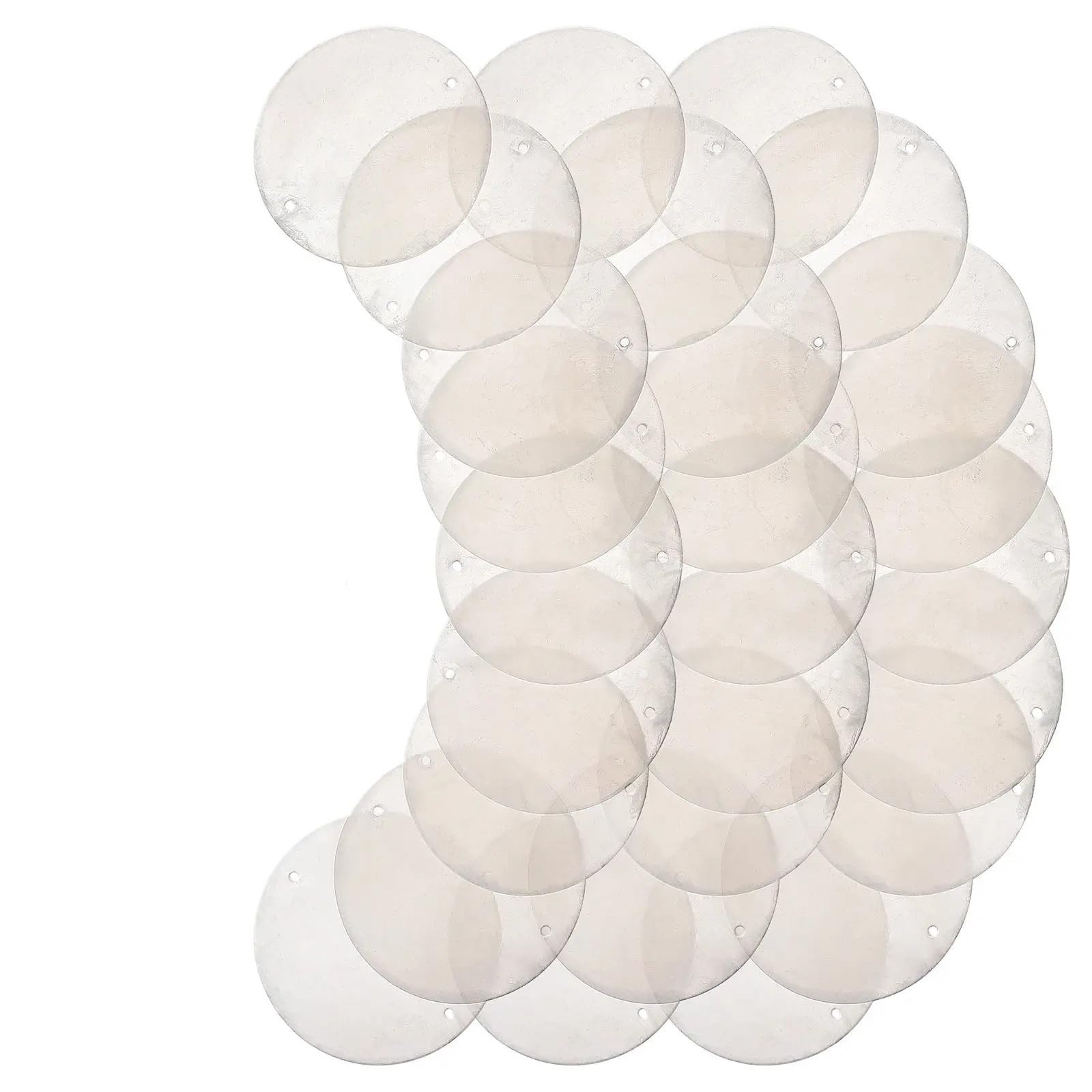 50Pcs Round Shells Pendants Flat Sea Shell Discs With 2 Holes For Jewelry Making Wind Chimes Lamp Crafts