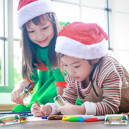 Miniatura 8 de ArtCreativity Crayones de Navidad para niños a granel, 12 cajas, cada caja con 4 crayones de colores, ideales para paquete de recuerdos de fiesta,