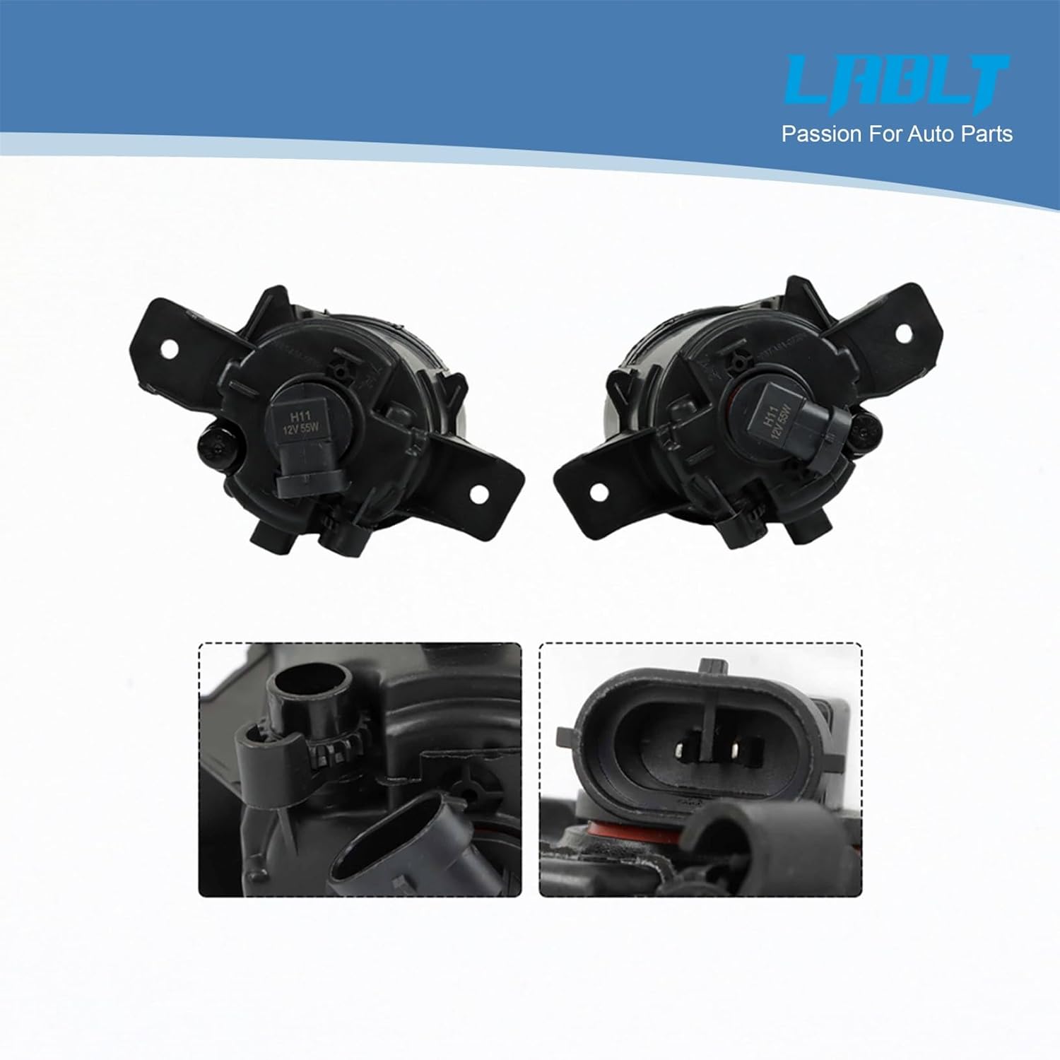 LABLT Chrome Lens Fog Light + Switch+ Bezel Replacement for Rogue 2014 2015 2016 Driver Left and Passenger Right Side Driving Lamp