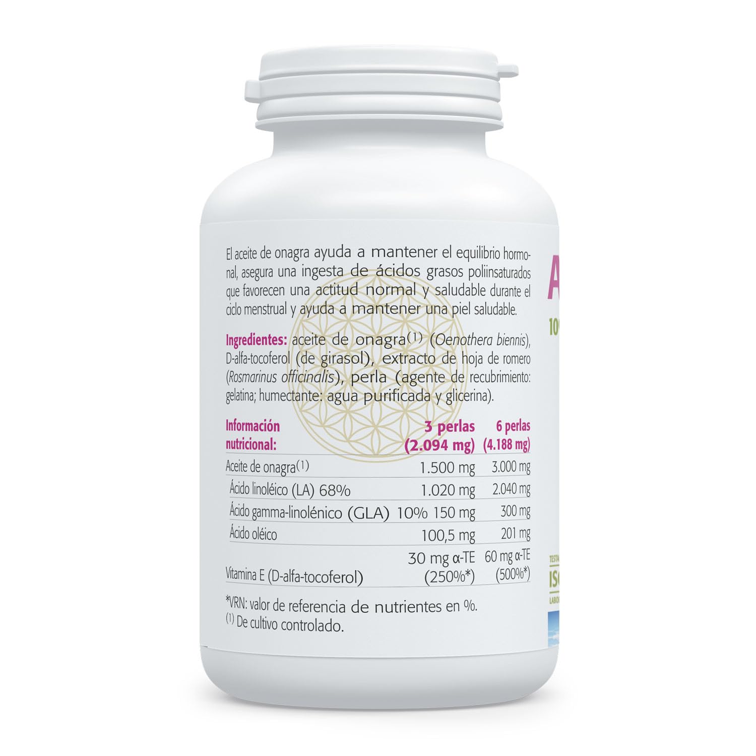 SURA VITASAN Aceite de Onagra 500 mg 540 Perlas Primera Presión en Frío | 68% LA y 10% GLA con Vitamina E, para Equilibrio Hormonal Femenino, Confort en Ciclo Menstrual y Salud de Piel
