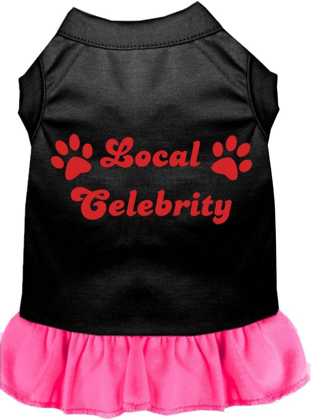 Mirage Pet Products 58-11 XSBPBPK Pink Local Celebrity Screen Print Dress Black with Bright, X-Small