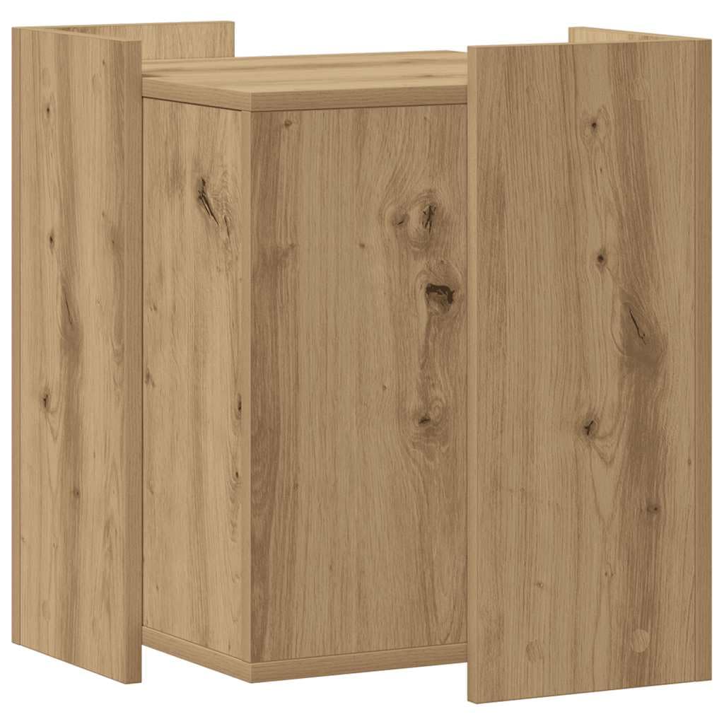 Katzenklo Schrank HolzwerkstoffKatzenhaus Beistelltisch 42cm | Katzenmöbel fürs Wohnzimmer: Stilvoller Katzenklo-Schrank aus robustem Holzwerkstoff in Artisan-Eiche mit Kippschutz.