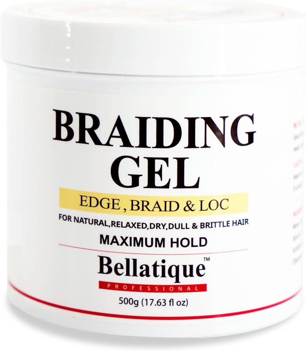 Professional Braiding Gel Maximum Hold Gel (17.63 Oz) for Natural, Relaxed, Dry, Dull, & Brittle Hair - No Flaking, No Whitening, Fast Drying, High Shine, Maximum Hold - Lasts Up to 48 Hrs