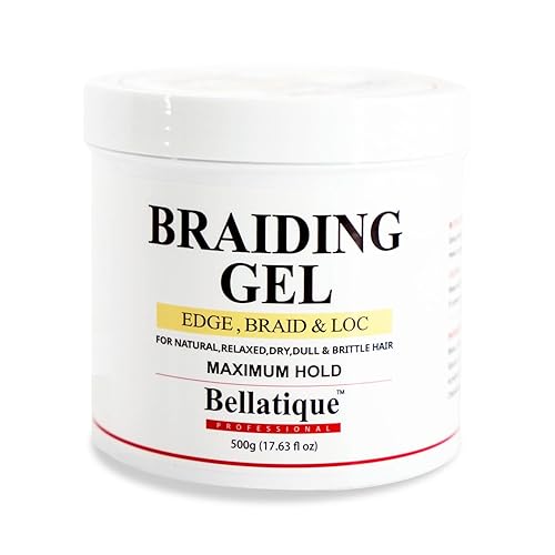 BELLATIQUE Gel trenzado profesional de máxima sujeción (17.63 onzas) para cabello natural, relajado, seco, opaco y quebradizo, sin descamación, sin