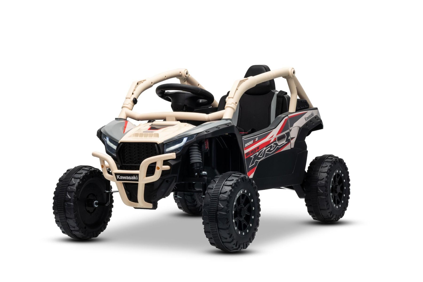 Kawasaki TERYX KRX 1000 12 V elektryczny samochód dziecięcy khaki, jednoosobowy zawieszenie tylnej osi, pilot zdalnego sterowania 2,4 GHz, akumulator litowy, 2 silniki 25 W, otwierane ramy ochronne