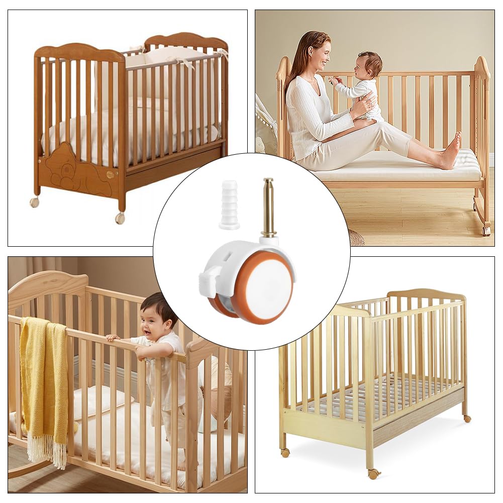 Rotelle per letti per bambini, Ruote Girevoli per lettino, 360° Girevoli Ruote, Rotelle per Mobili, Set di 4 Ruote per Lettino per Bambini in Gomma,Adatto per Mobili,Passeggini,Sedie,Piccoli Divani
