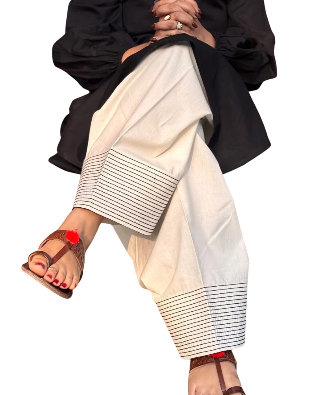rangyaatra Women’s Cotton Farshi Salwar with Black Thread Work | Ethnic Flared Salwar Pant | Traditional Bottom Wear for Kurtis & Tunics |-picture-56