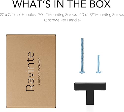 Vista 149 de Ravinte Paquete de 20 manijas cuadradas de gabinete de cocina de 18 pulgadas, color negro mate, tiradores de cajón negros, manijas de gabinete