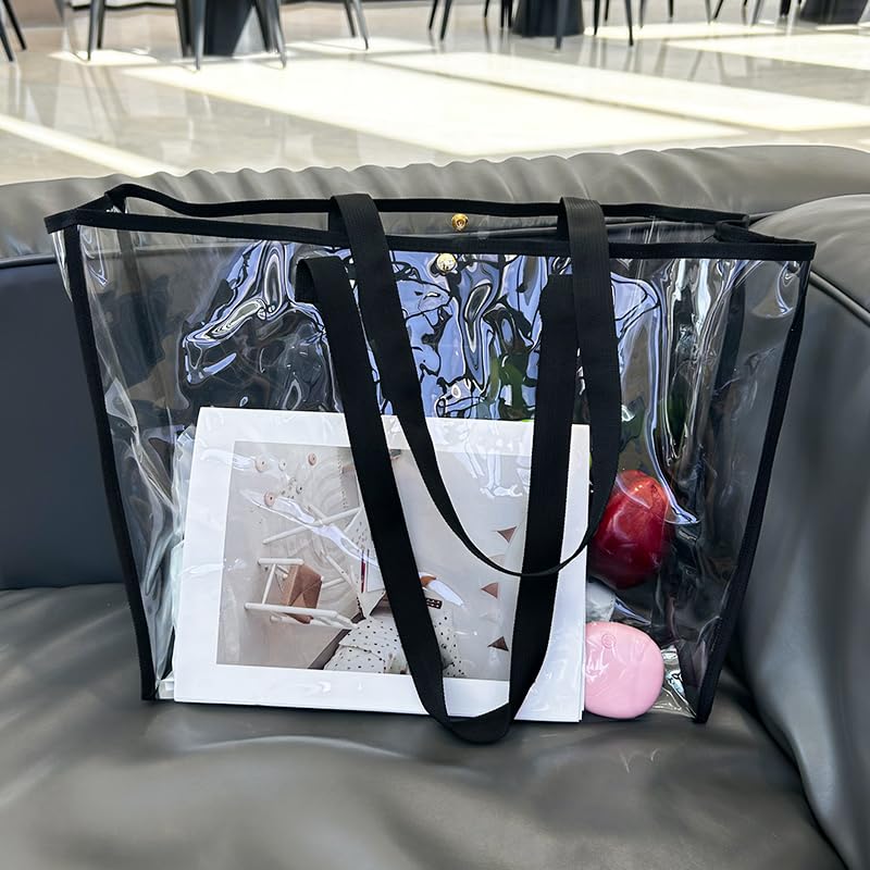 ONEART Clear Holographic Tote Bags, Iridescent Waterproof Top Handle Bag, Clear Jelly Totes Vocation Party Beach Bag4