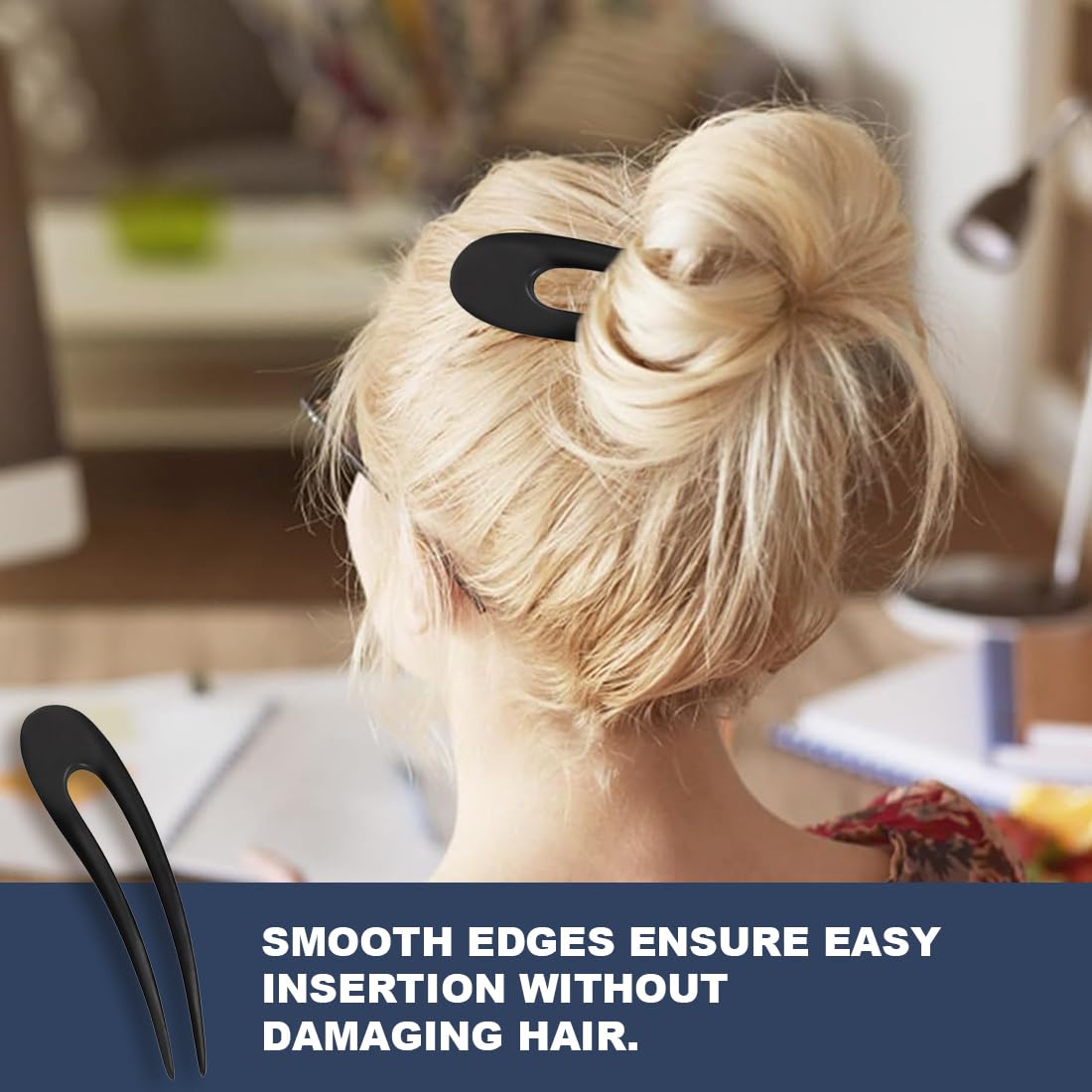 Bois en Forme de U Pince à Cheveux, Française Épingles à Chignon, Fourchette Piques Cheveux de Santal, Épingle à Cheveux à Double Fourche pour cheveux longs
