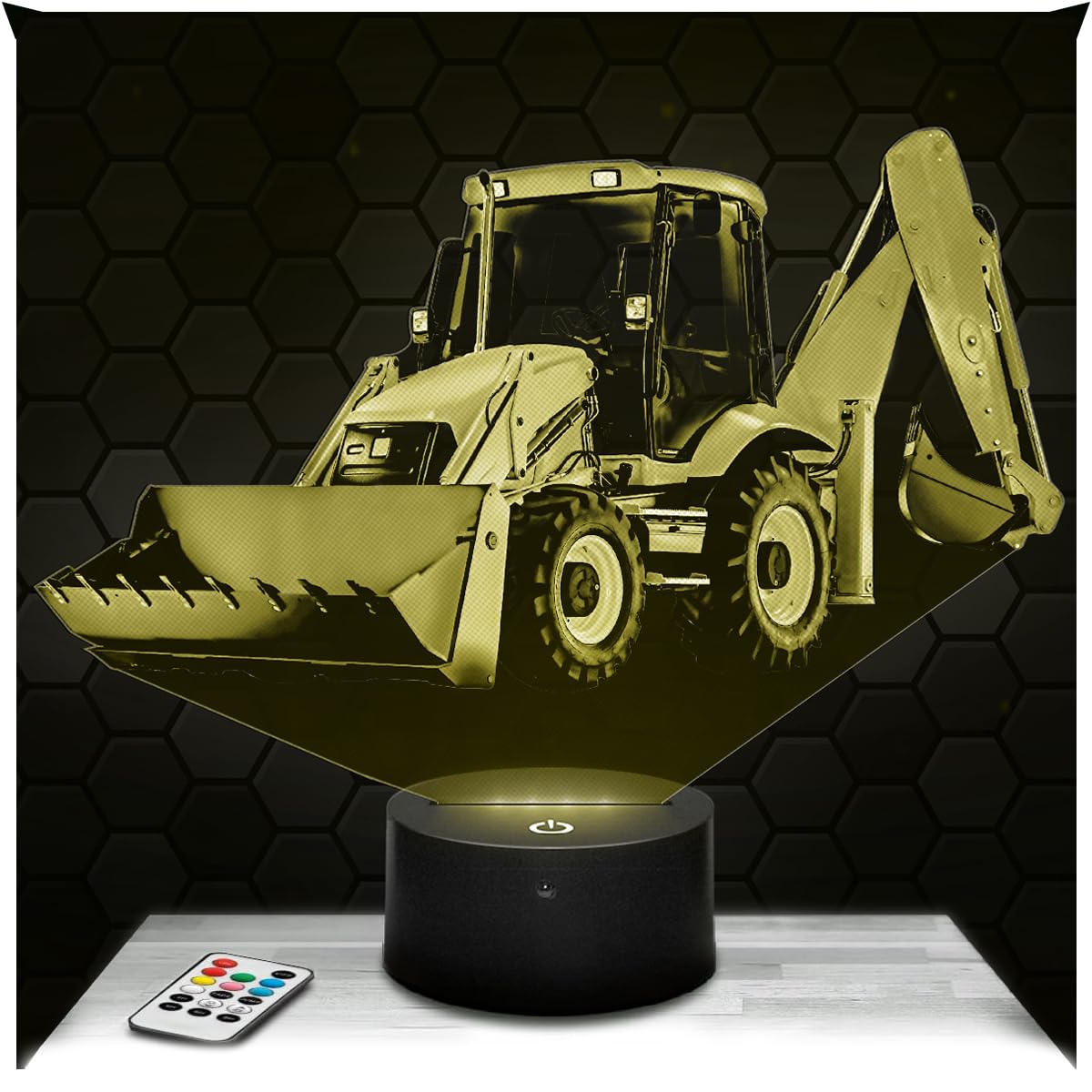 Lampephoto.fr - Backhoe Loader 3D Lamp Decoration Collection Vehicle Works Machine Gift Idea for Men and Women Backhoe nightlight Adult Bedroom Decor, Original Christmas, Gift Idea for Men and Women