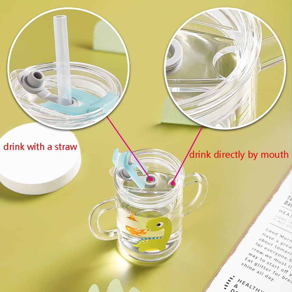 Tazza per latte in vetro per bambini da 250 ml, caraffa graduata con cannuccia in silicone e coperchio, resistente al calore, a prova di perdite, tazza da viaggio con bilancia per bere latte, succhi