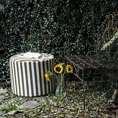 Simple and Elegant Round Ottoman Perfect for Indoor and Outdoor, Taupe Shade, 21 Inches H X 19 Inches W X 19 Inches L, Traditional Style | All Season Pretty White Shade, Fade and Weather-Resistant