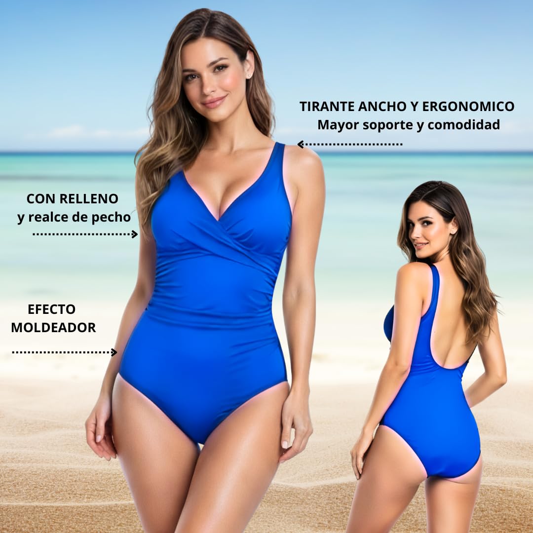 Bañador Mujer - Bañadores Mujer - con Almohadilla realce de Pecho - Ajuste Comodo y egonómico — view 3