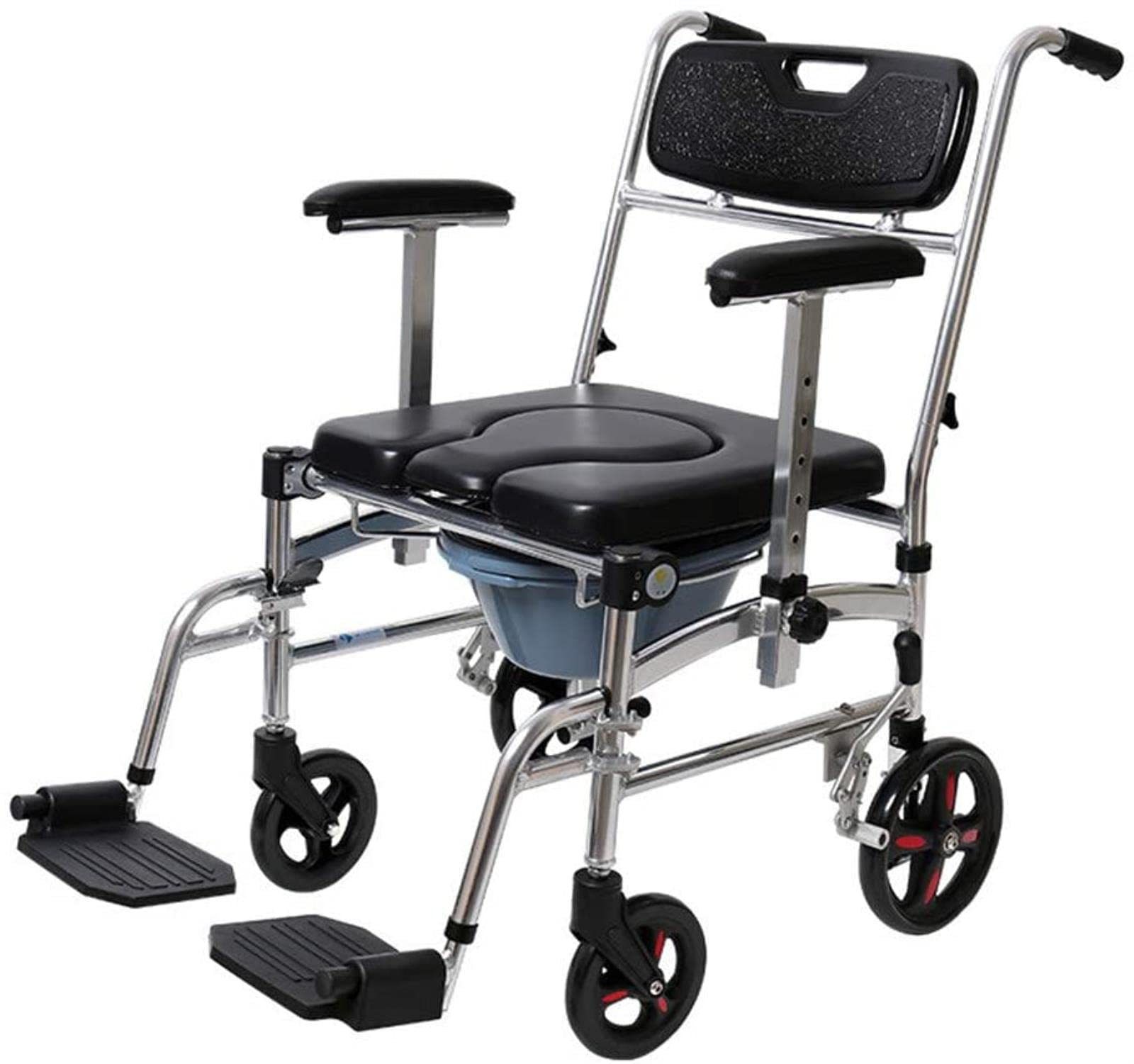 Buy Folding Commode Chair with Wheeled Movable Toilet Chair Shower