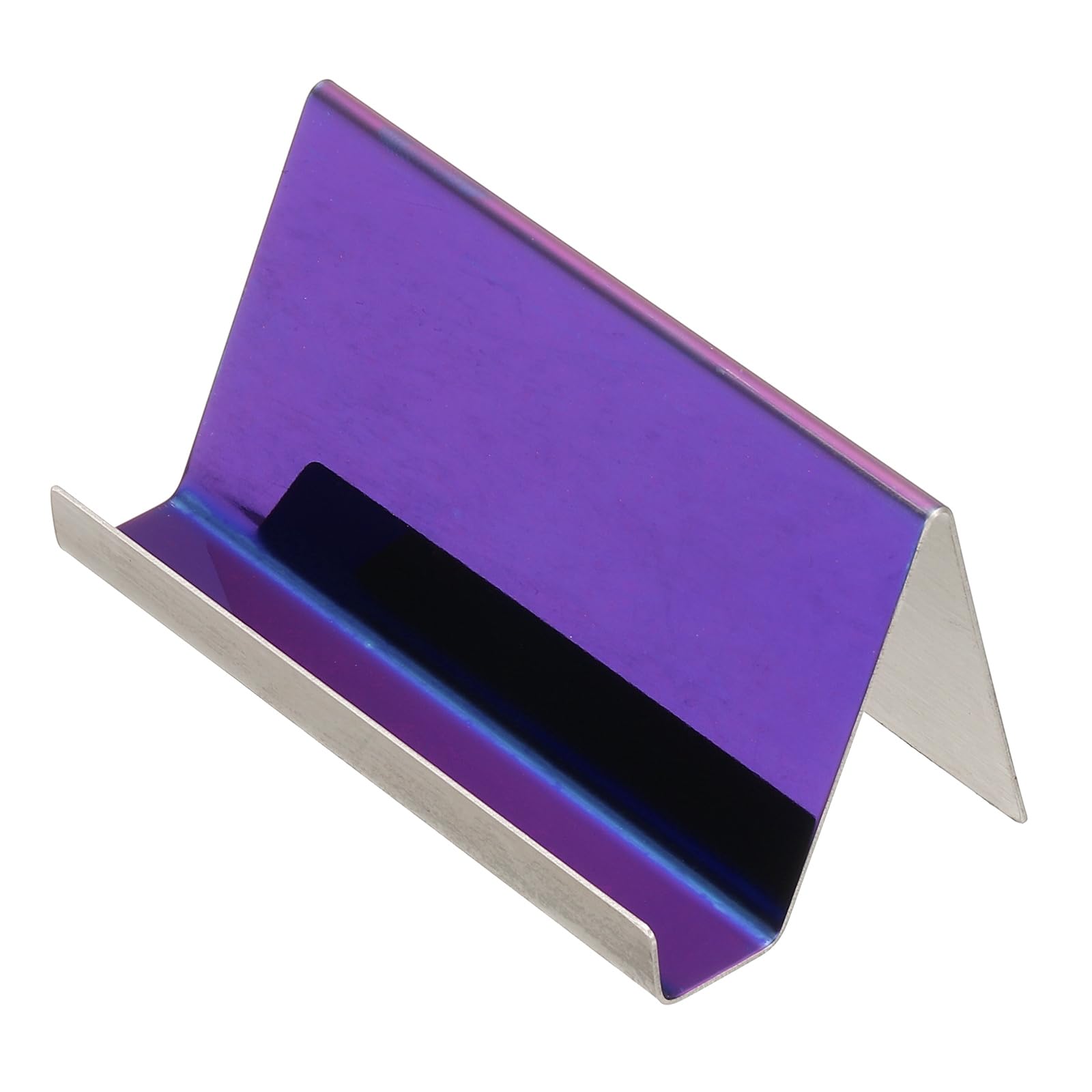 PATIKIL Business Card Holder for Desk 3Pcs Business Card Holders Stainless Steel Card Stand Organizer Cards Display for Office Exhibition Purple - Image 4