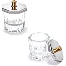 2Pcs Dappen Dish Cups Acetone Cup with Lid Glass Crystal Cup