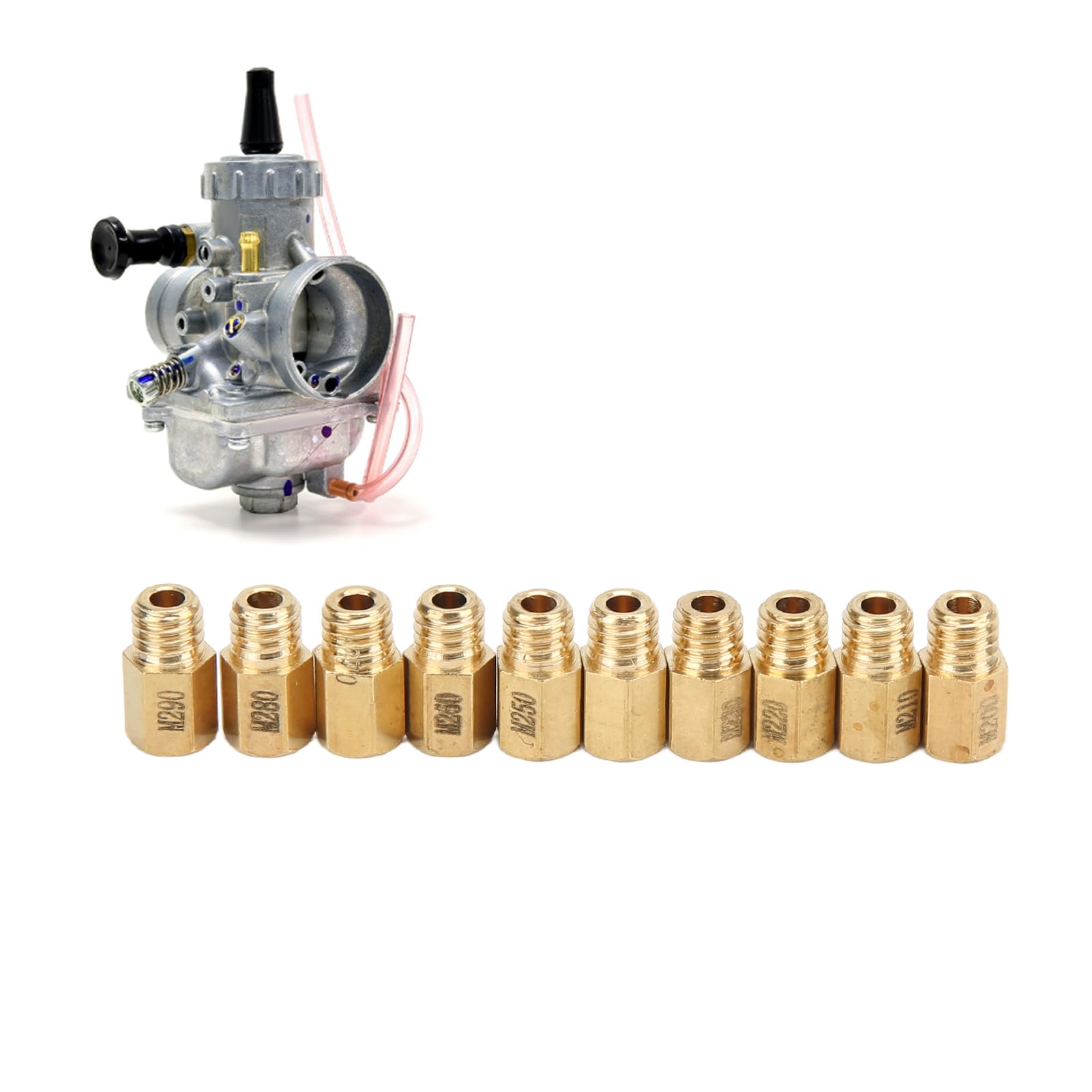 Replacement Carburetor Jets, Carburetor Main Nozzle, 10 Pieces/Set of Solid Brass Replacement Parts for Mikuni Main Jet VM TM TMX Carb 200-290 Carburetor Main Injection